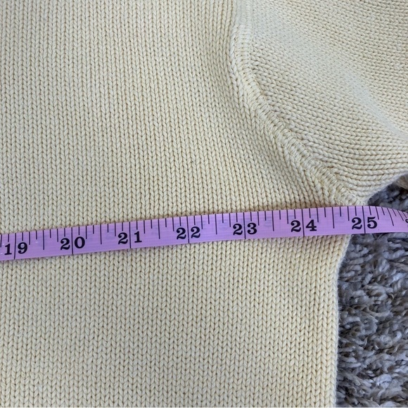 TOMMY HILFIGER Vintage 90s Butter Yellow Knit Crewneck Sweater Crest Cotton XL - Picture 15 of 16